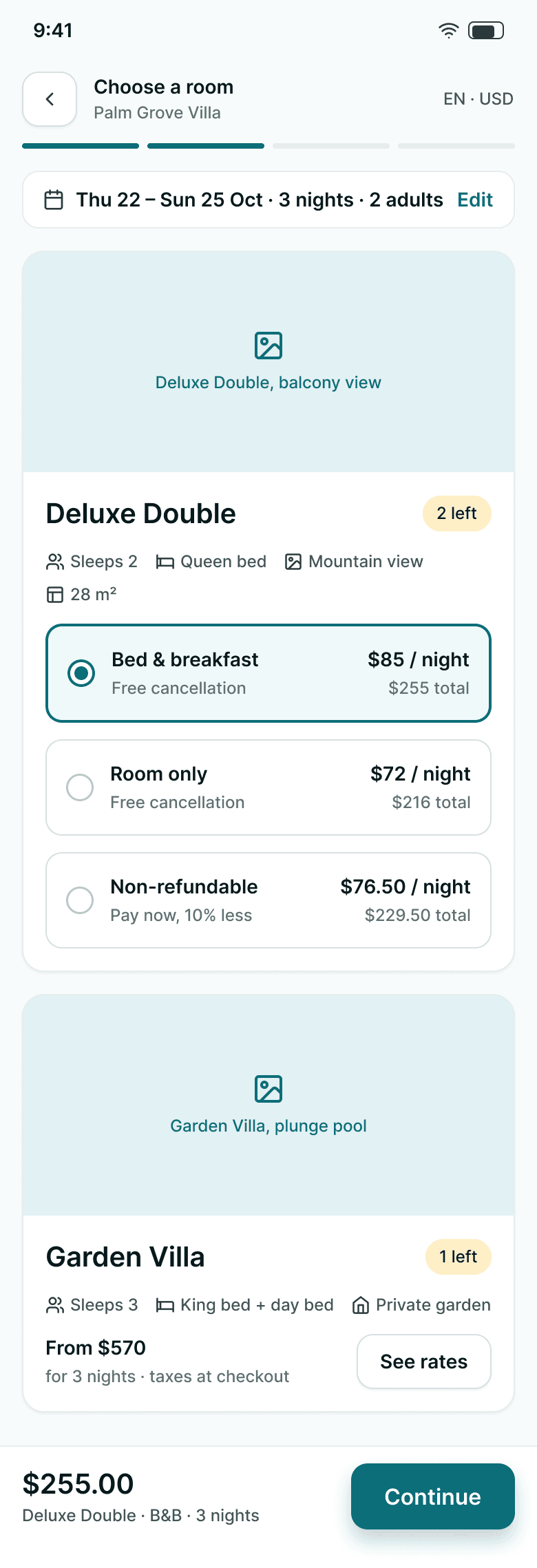 Innkeep booking engine screen